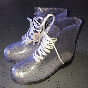 plastic glitter boots
